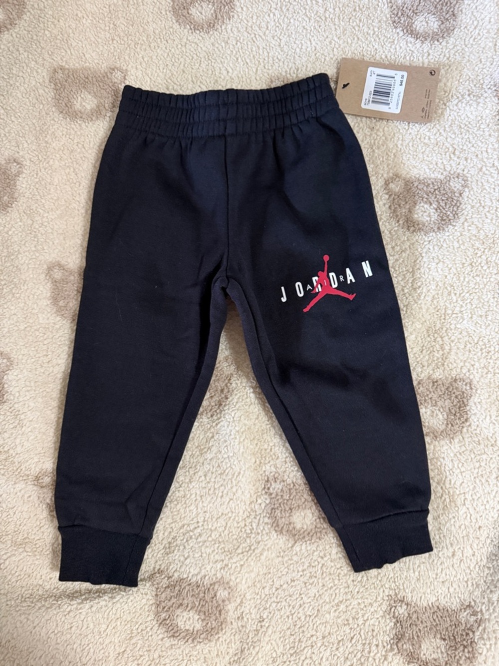 Toddler NWT Jordan Black Kids Sweatpants with Red Jumpman Logo 2T